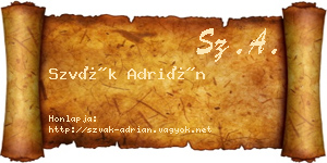 Szvák Adrián névjegykártya